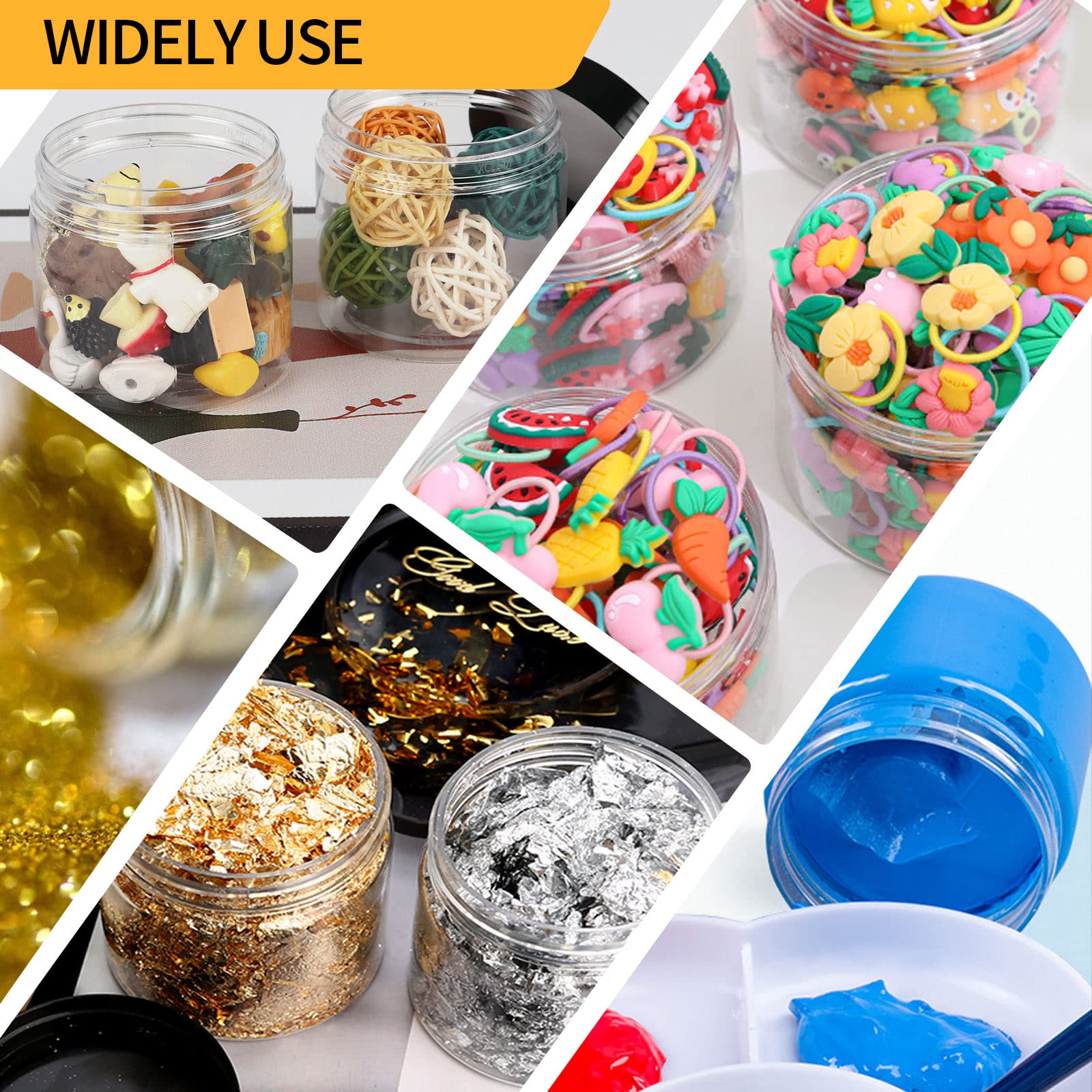 Ekkovla 40 Pack 6 Oz Clear Plastic Jars Wide Mouth Round Containers With Black Lids Bpa Free, Empty Multi-Use Refillable Storage